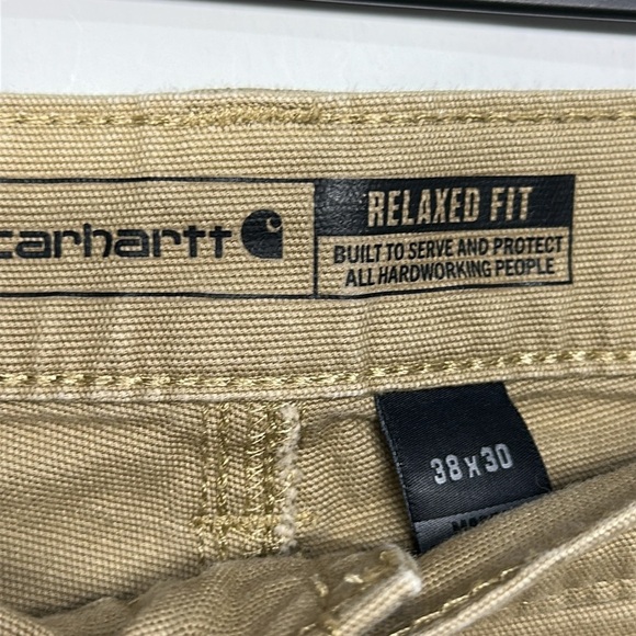 Carhartt Canvas Carpenter Pants 38x30 Men’s Tan Workwear Relaxed Fit - Picture 6 of 8
